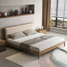 Κρεβάτι Akva διπλό mdf σε φυσική απόχρωση 150x200εκ