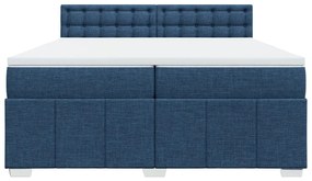 vidaXL Κρεβάτι Boxspring με Στρώμα Μπλε 200x200 εκ. Υφασμάτινο