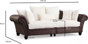3-Seat Sofa Lawrence Lounge - Brown, White Brown
White
