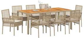 vidaXL Σέτ φαγητού για κήπο 9 pcs Μπεζ συνθετικό ρατάν