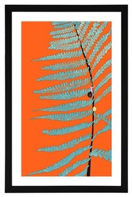 Αφίσα με παρπαστού Φύλλο σε πορτοκαλί φόντο - 20x30 silver