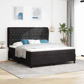 vidaXL Κρεβάτι με ελατήρια με στρώμα Μαύρο 180 x 200 cm Βελούδο