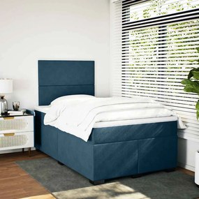 vidaXL Κρεβάτι Boxspring με Στρώμα Μπλε 120x200 εκ. Βελούδινο