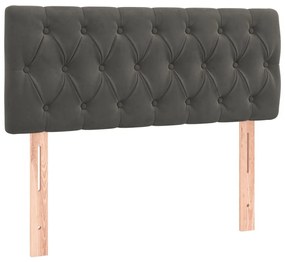 Κρεβάτι Boxspring με Στρώμα Σκούρο Γκρι 120x200 εκ. Βελούδινο - Γκρι