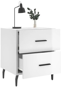 vidaXL Κομοδίνα 2 τεμ. Γυαλ. Λευκό 40x35x47,5 εκ. Επεξεργασμένο Ξύλο