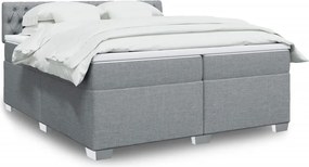 vidaXL Κρεβάτι Boxspring με Στρώμα Ανοιχτό Γκρι 200x200 εκ. Υφασμάτινο