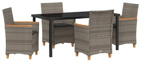vidaXL Σέτ φαγητού για κήπο 5 pcs Γκρι συνθετικό ρατάν