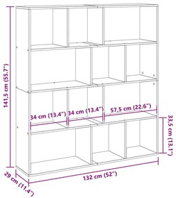 Βιβλιοθήκη Λευκή 132x29x141,5 εκ. από Επεξεργασμένο Ξύλο - Λευκό