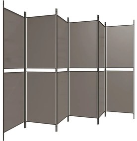 vidaXL Διαχωριστικό Δωματίου με 6 Πάνελ Ανθρακί 300x180 εκ. από Ύφασμα