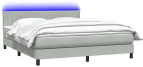 Box Spring κρεβάτι με στρώμα ανοιχτό γκρι 180x220 cm Βελούδινο - Γκρι