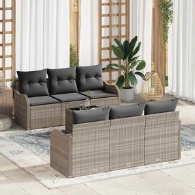 vidaXL Σετ Καναπέ Κήπου 7 pcs Ανοιχτό γκρι 55 x 55 x 37 εκ Πολυ ράταν