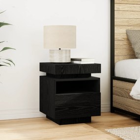 vidaXL Κομοδίνο με LED Φώτα 2 τμχ Μαύρο Δρυς 40x39x48,5 εκ