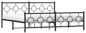 vidaXL Πλαίσιο Κρεβατιού με Κεφαλάρι&Ποδαρικό Μαύρο 193x20 εκ. Μέταλλο