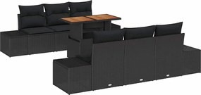 vidaXL Σετ Καναπέ Κήπου με αποθήκευση 7 pcs Μαύρο Πολυ ράταν