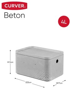 Curver Κουτιά Αποθήκευσης + Καπάκια Beton Σετ 3 Τεμ Αν. Γκρι Μέγεθος S