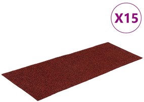 vidaXL Πατάκια Σκάλας Αυτοκόλλητα Ορθογώνια 15 τεμ. Κόκκινα 60 x 25 εκ