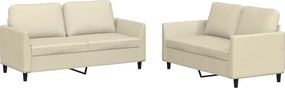 vidaXL Πολυθρόνες Σετ 2 Τεμαχίων Κρεμ Συνθετικό Δέρμα με Μαξιλάρια