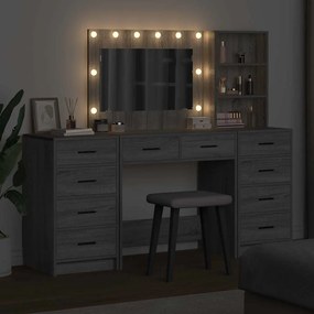 vidaXL Τραπέζι περιποίησης με συρτάρι 3 pcs Γκρι 40 x 41 x 135 εκ.