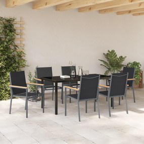 vidaXL Σετ Κήπου 7 Τεμαχίων Μαύρο Τεξτιλίνη και Χάλυβας