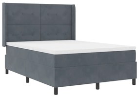 vidaXL Κρεβάτι Box Spring LED με Στρώμα Σκούρο γκρι 160 x 200 cm