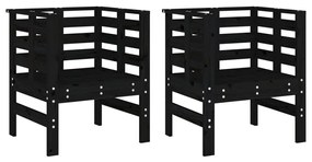 vidaXL Καρέκλες Κήπου 2 τεμ. Μαύρες 61,5x53x71 εκ. Μασίφ Ξύλο Πεύκου