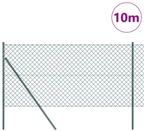 vidaXL Περίφραξη από αλυσίδα με 7 Πόλους 1.2x10 μ Γαλβανισμένο Ατσάλι Πράσινο