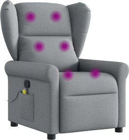 vidaXL Πολυθρόνα Μασάζ Ανακλινόμενη Ανοιχτό Γκρι Υφασμάτινη