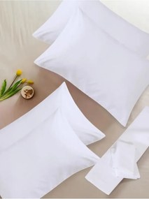 Σετ 4 τεμαχίων μαξιλαροθήκες από βαμβάκι με φερμουάρ και εσωτερική φόδρα Λευκό 50x70 cm