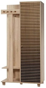 Έπιπλο Εισόδου Garmanto 869VEL4836 90x36x192cm Oak-Black Μοριοσανίδα,Ξύλο