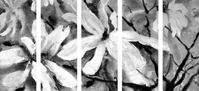 5 τεμάχια λουλουδιών ακουαρέλα δέντρου σε μαύρο & άσπρο - 200x100