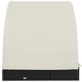 vidaXL Ξαπλώστρα 2 Ατόμων Στρογγ Οροφή Μαύρη 211x111x140εκ Συνθ. Ρατάν