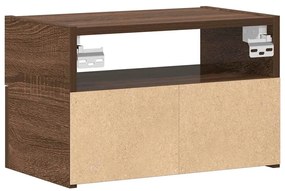 Κομοδίνα Επιτοίχια 2 τεμ. Καφέ Δρυς 45x26x28,5 εκ. - Καφέ
