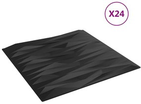 vidaXL Πάνελ Τοίχου 24 τεμ. Μαύρα Σχ. Πέτρα 50 x 50 εκ. 6 μ² από XPS