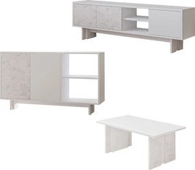 Σύνθετο Σαλονιού Λευκό / Λευκό Μάρμαρο NUEDRE 150x30x45