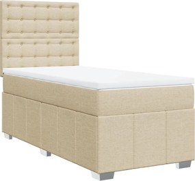 vidaXL Κρεβάτι Boxspring με Στρώμα Κρεμ 100 x 200 εκ. Υφασμάτινο