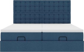 vidaXL Οθωμανικό κρεβάτι με στρώματα μπλε 180x200cm ύφασμα