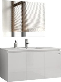 Drop Verona 100 Slim White Gloss 102x47 - Πάγκος με Νιπτήρα &amp; Καθρεφτης