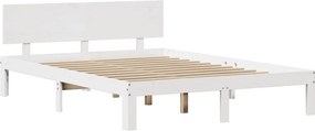 vidaXL Πλαίσιο Κρεβατιού Κεφαλάρι Λευκό 150x200εκ Μασίφ Πεύκο