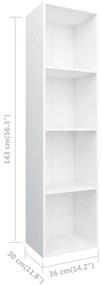 Βιβλιοθήκη/Έπιπλο Τηλεόρασης Λευκό 36x30x143 εκ. Επεξ. Ξύλο - Λευκό