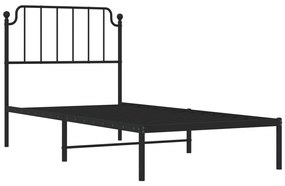 Πλαίσιο Κρεβατιού με Κεφαλάρι Μαύρο 90 x 200 εκ. Μεταλλικό - Μαύρο