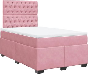 vidaXL Κρεβάτι Boxspring με Στρώμα Ροζ 120x200 εκ. Βελούδινο