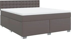 vidaXL Κρεβάτι Boxspring με Στρώμα Γκρι 180x200 εκ. Συνθετικό Δέρμα