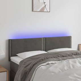 Κεφαλάρι Κρεβατιού LED Σκούρο Γκρι 144x5x78/88 εκ. Βελούδινο 3121521