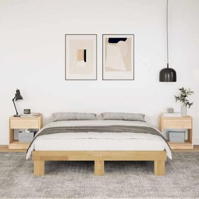 Πλαίσιο κρεβατιού χωρίς στρώμα 140x200 cm μασίφ ξύλο δρυς - Καφέ