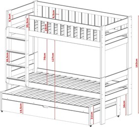 HARVEY 90x200 graphite bunk bed Lano Furniture