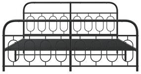Πλαίσιο Κρεβατιού με Κεφαλάρι&amp;Ποδαρικό Μαύρο 193x20 εκ. Μέταλλο - Μαύρο