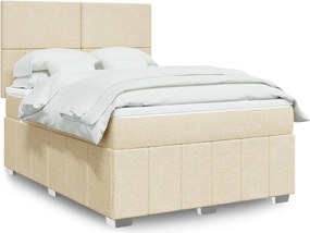 vidaXL Κρεβάτι Boxspring με Στρώμα Κρεμ 140x200 εκ. Υφασμάτινο