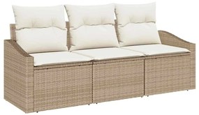 vidaXL Σετ Καναπέ Κήπου 3 pcs Μπεζ, Κρέμα Πολυ rattan, βαμμένο ατσάλι