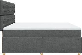 vidaXL Κρεβάτι Boxspring με Στρώμα Σκούρο Γκρι 200x200 εκ. Υφασμάτινο