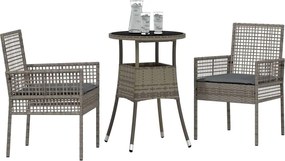 vidaXL Σέτ φαγητού για κήπο 3 pcs Γκρι συνθετικό ρατάν